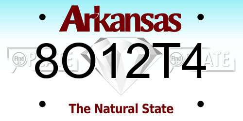 8O12T4 Arkansas License Plate