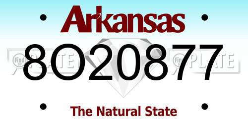 8O20877 Arkansas License Plate