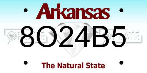 8O24B5 Arkansas License Plate
