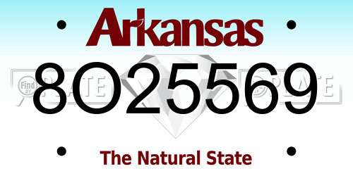 8O25569 Arkansas License Plate