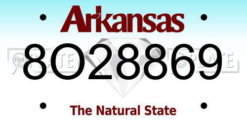 8O28869 Arkansas License Plate