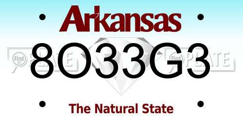 8O33G3 Arkansas License Plate