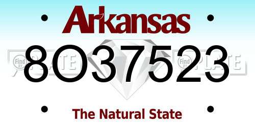 8O37523 Arkansas License Plate