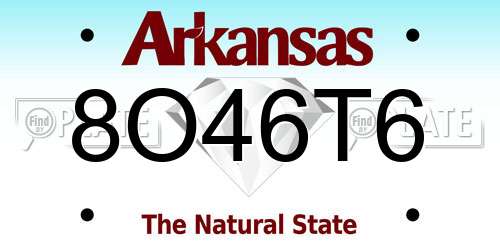 8O46T6 Arkansas License Plate