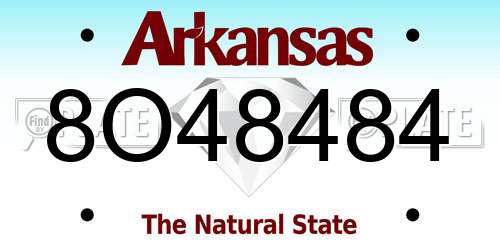 8O48484 Arkansas License Plate