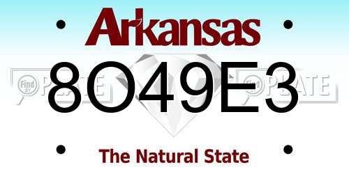 8O49E3 Arkansas License Plate