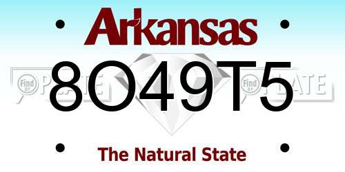 8O49T5 Arkansas License Plate