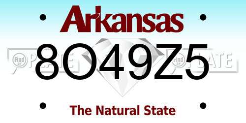 8O49Z5 Arkansas License Plate
