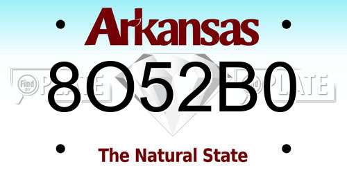 8O52B0 Arkansas License Plate