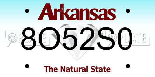 8O52S0 Arkansas License Plate