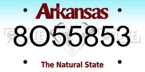8O55853 Arkansas License Plate