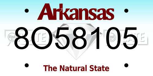 8O58105 Arkansas License Plate
