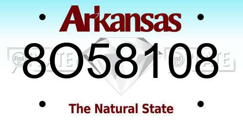 8O58108 Arkansas License Plate