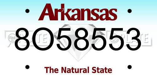 8O58553 Arkansas License Plate