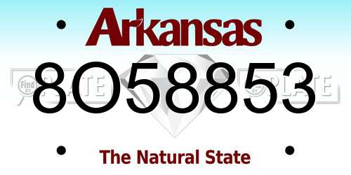 8O58853 Arkansas License Plate