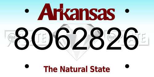 8O62826 Arkansas License Plate
