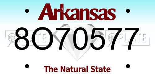 8O70577 Arkansas License Plate