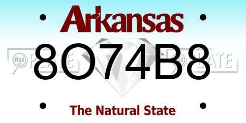 8O74B8 Arkansas License Plate