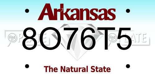 8O76T5 Arkansas License Plate