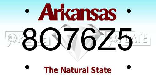 8O76Z5 Arkansas License Plate