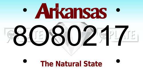 8O80217 Arkansas License Plate
