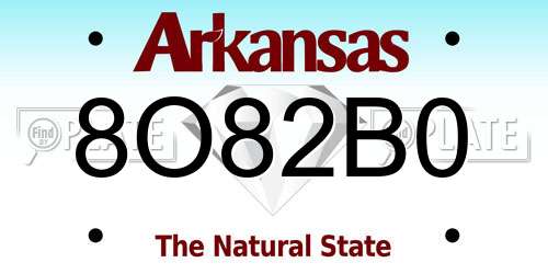 8O82B0 Arkansas License Plate