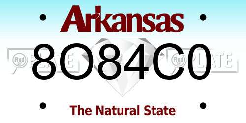 8O84C0 Arkansas License Plate