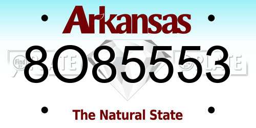 8O85553 Arkansas License Plate