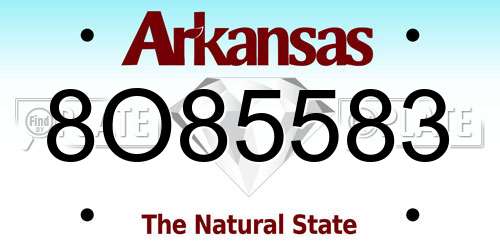 8O85583 Arkansas License Plate