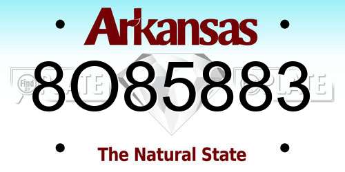 8O85883 Arkansas License Plate