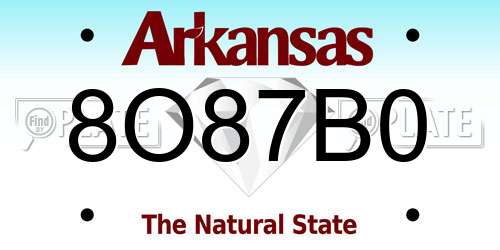 8O87B0 Arkansas License Plate