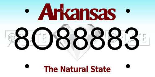 8O88883 Arkansas License Plate