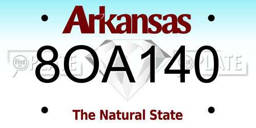 8OA140 Arkansas License Plate