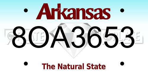 8OA3653 Arkansas License Plate