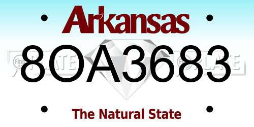 8OA3683 Arkansas License Plate