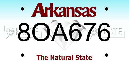 8OA676 Arkansas License Plate