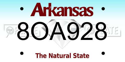 8OA928 Arkansas License Plate