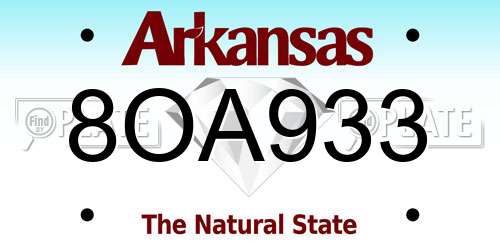8OA933 Arkansas License Plate