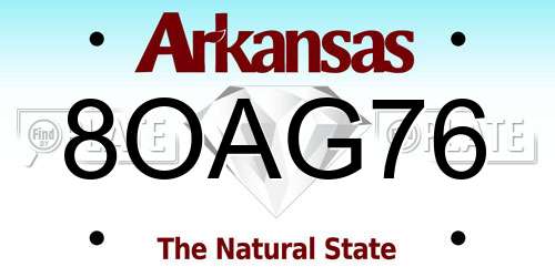 8OAG76 Arkansas License Plate