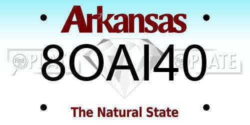 8OAI40 Arkansas License Plate