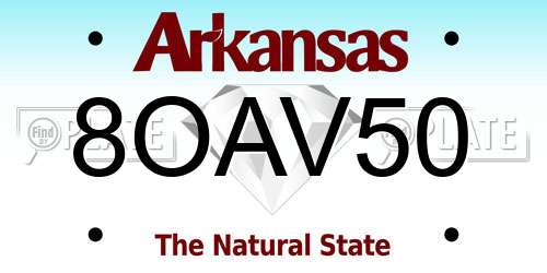 8OAV50 Arkansas License Plate