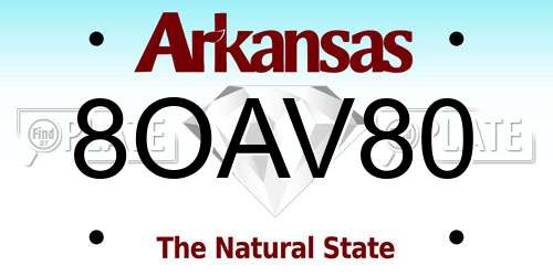 8OAV80 Arkansas License Plate