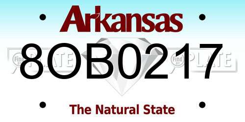 8OB0217 Arkansas License Plate