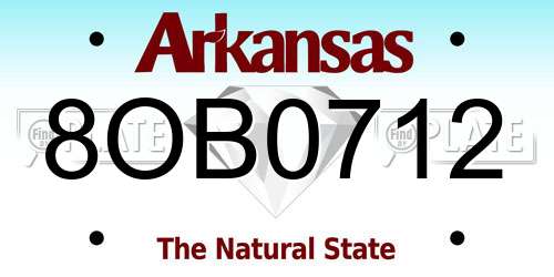 8OB0712 Arkansas License Plate