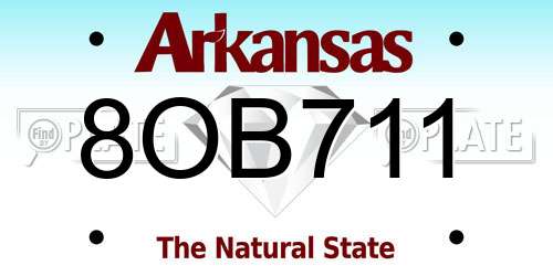 8OB711 Arkansas License Plate