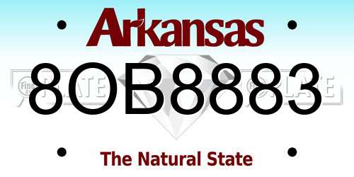 8OB8883 Arkansas License Plate