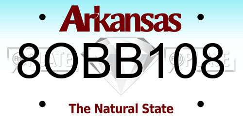 8OBB108 Arkansas License Plate