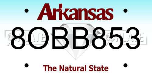 8OBB853 Arkansas License Plate