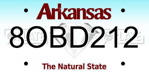 8OBD212 Arkansas License Plate