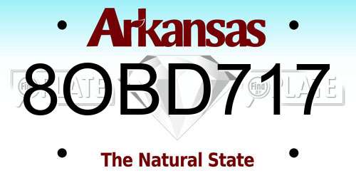 8OBD717 Arkansas License Plate